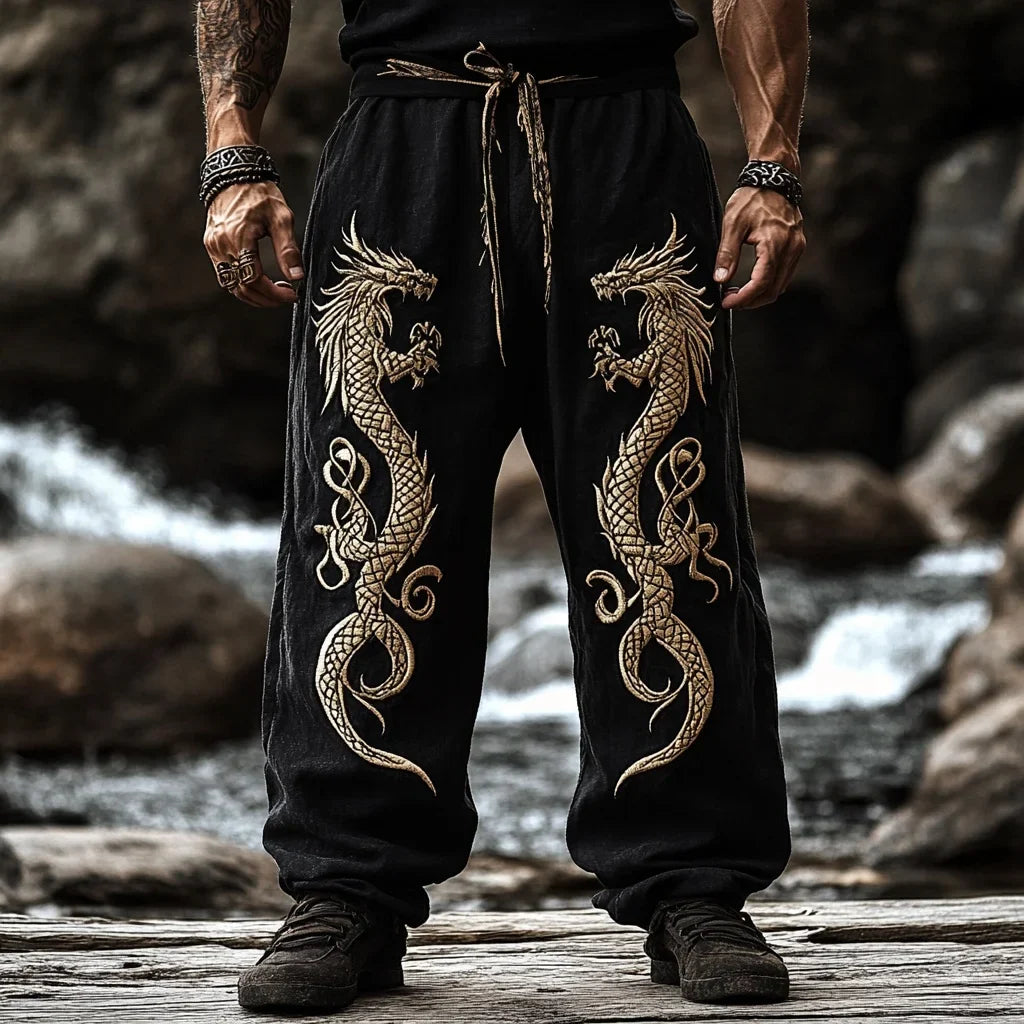 retro Viking Celtic art knot 3D printed casual pants drawstring straight leg pants beach pants