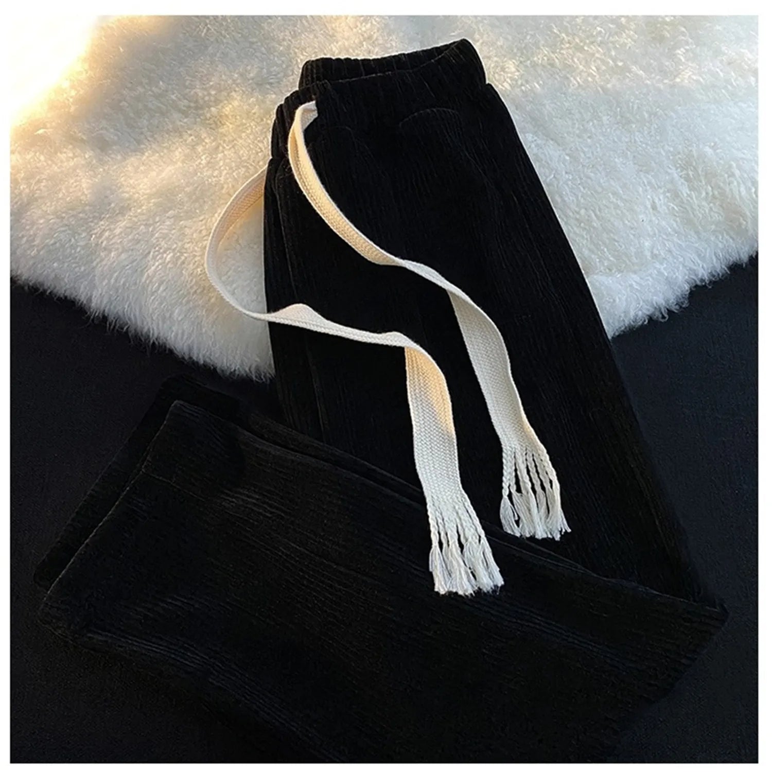 Solid Pants Retro Ankle Length Casual Korean Style Pant Male Elastic Waist Loose Pant Man Streetwear Black Gray