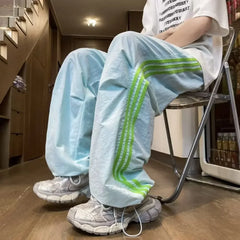 Trendy Sporty High Street Punk Trousers Loose Fit Casual Pants Japanese Style Hip Hop