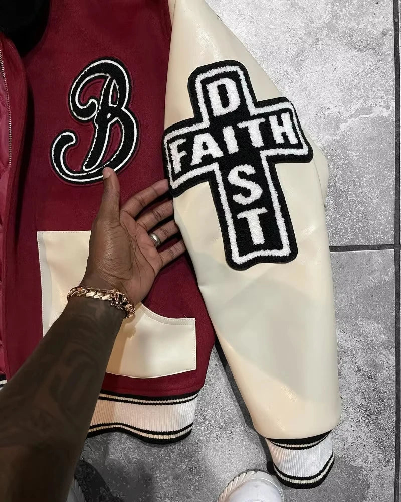 American Oversize Letter Embroidery Flocking Baggy Couple Baseball Uniform Jacket Y2K Punk Gothic Top