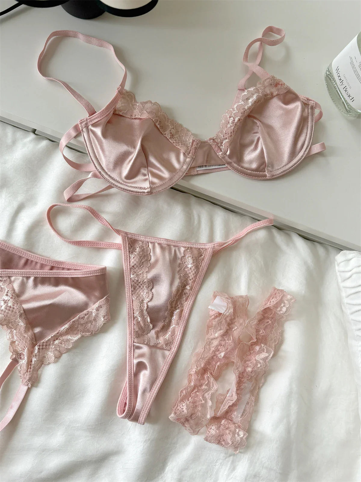 Satin mesh lingerie ultra-thin women large breast Underwear