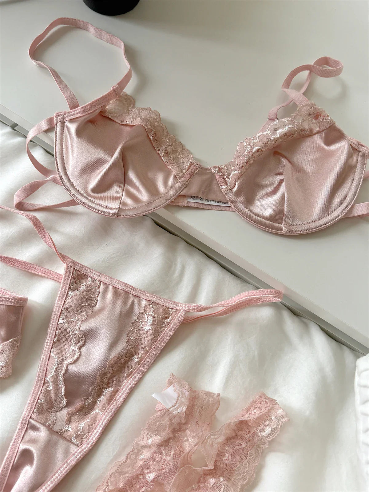 Satin mesh lingerie ultra-thin women large breast Underwear