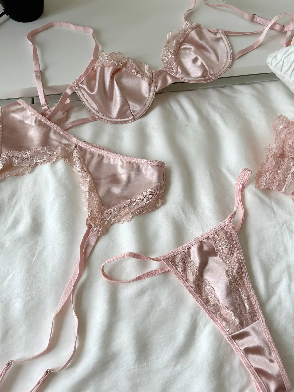 Satin mesh lingerie ultra-thin women large breast Underwear