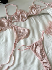 Satin mesh lingerie ultra-thin women large breast Underwear