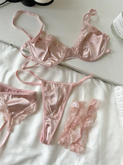 Satin mesh lingerie ultra-thin women large breast Underwear