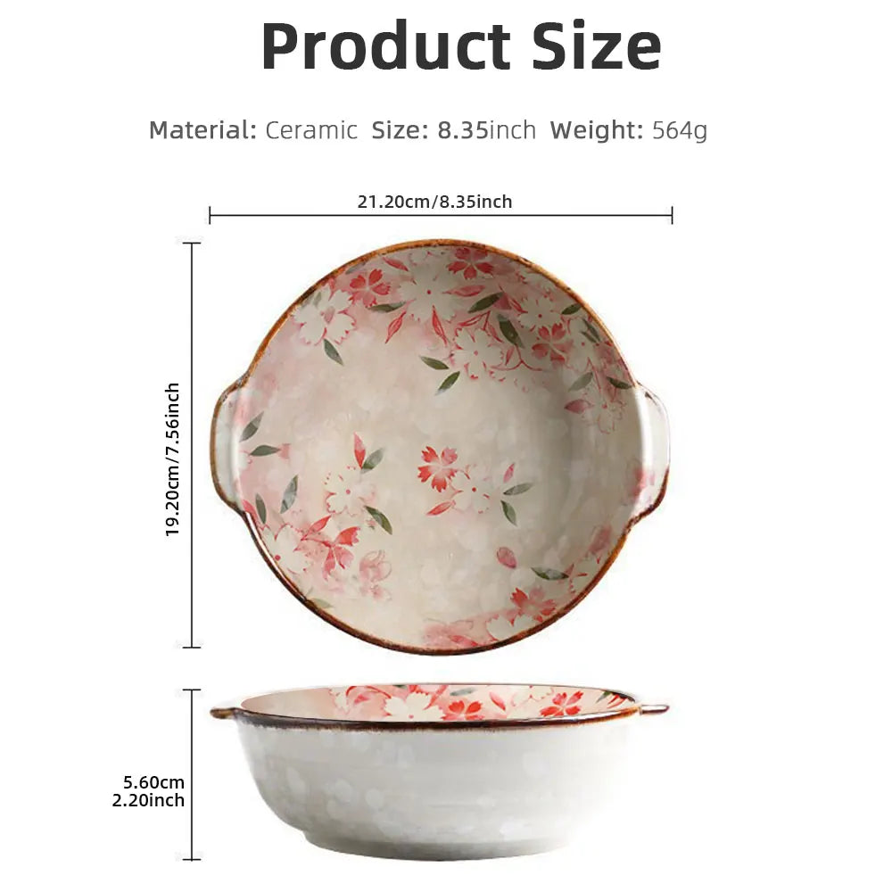 8.35 inch Japanese Style Vintage Amphora Ceramic Soup Bowl Microwave Oven Bowl with Non Slip Bottom Salad Pasta Fruit Bowl