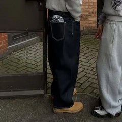 Hip-Hop Black Jeans Trendy Disc Embroidery