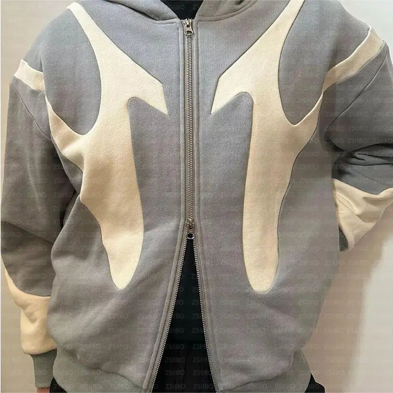 Harajuku Street Hip Hop Cross Hoodies Splicing Zipper Sweatshirt Hoodie y2k Harajuku Gothic Coat Hoodie Female