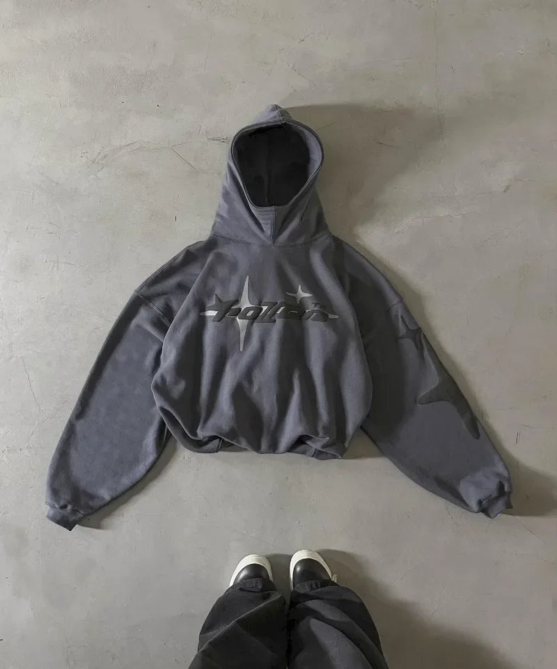Retro Gothic Hoodie American High Street TrendY2k Harajuku Loose