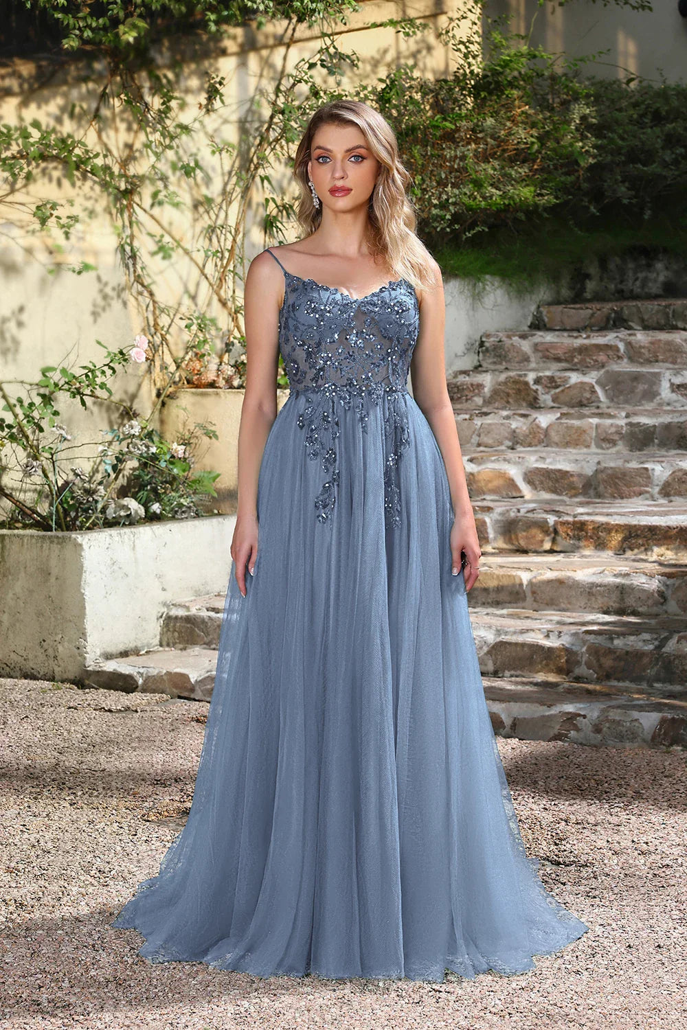 Prom Dresses Green Fairy Puffy Sleeve Lace Embroidery Tulle