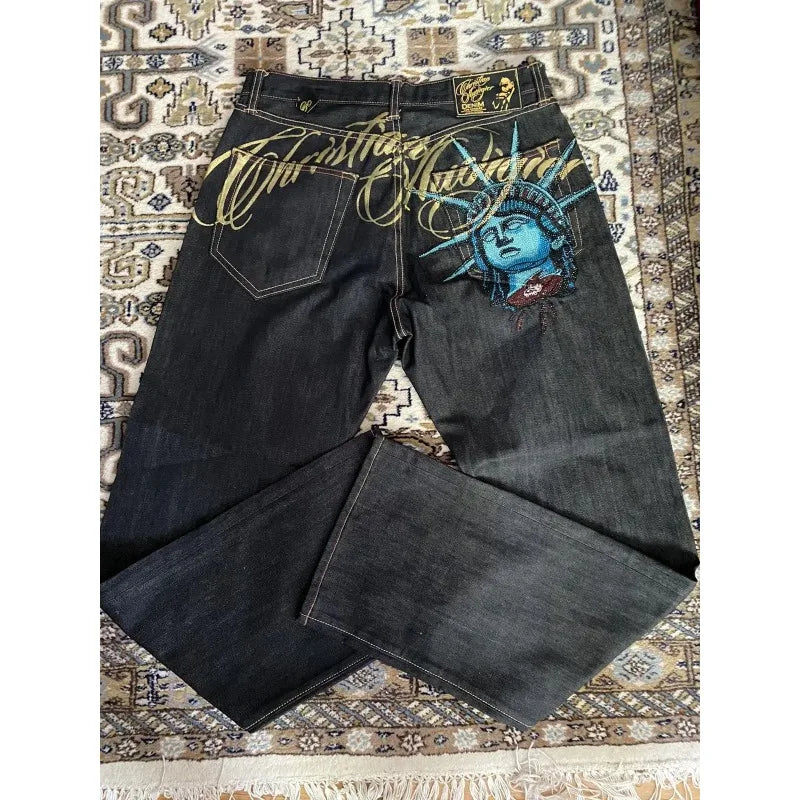 Hip-hop street clothing wasteland style tie-dye ripped jeans