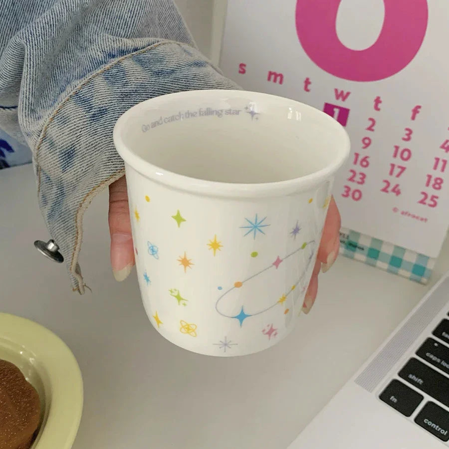 ins colorful polka dot smiley face espresso cup small hand-held cup ceramic cup
