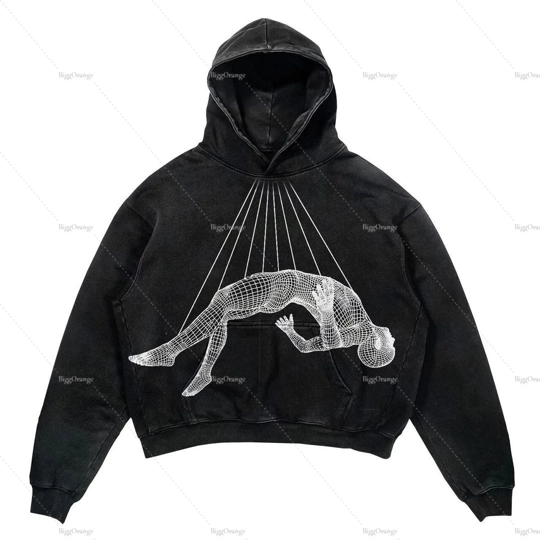 Punk Wind Ninja Printed Long-sleeved Hoodies Couples Hip-hop Street Y2k Street Loose Oversized Hoodies Harajuku Goth Top