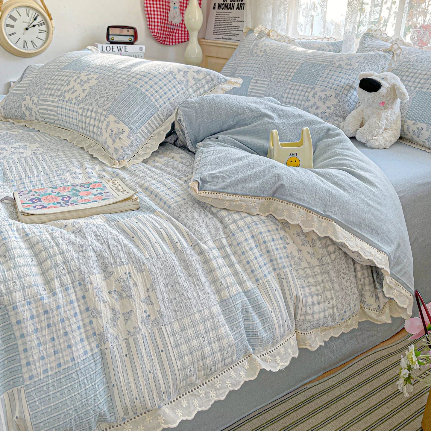 Ins Princess Bedding Set Floral Duvet Cover Set Flat Sheets Set Single Twin Double Size Bed Linen Set Back To School Season