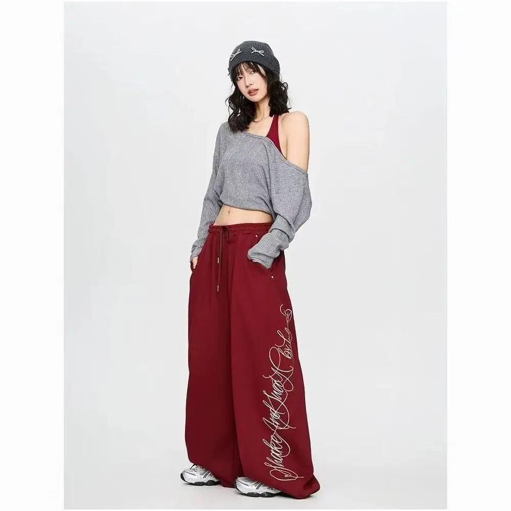 Gothic Letter Embroidery Hip Hop Clothing Oversized Streetwear Y2K American Loose Jogger Casual Sweatpants