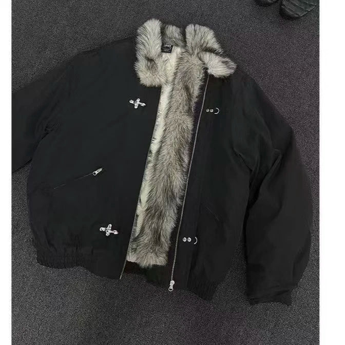 American Aircraft Button Pocket Zipper Stand-Up Collar Parka
