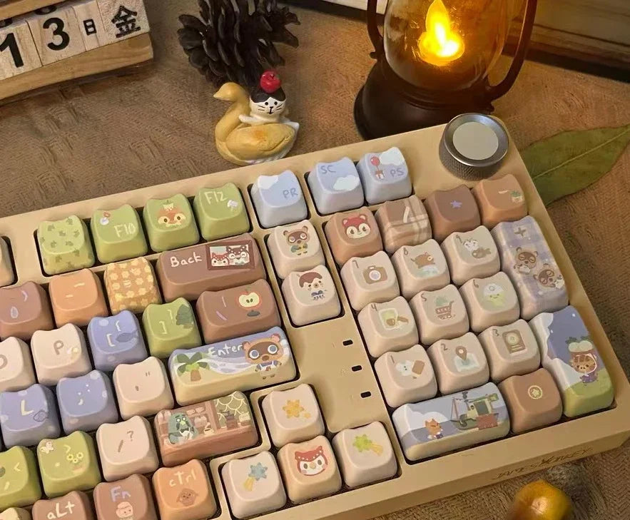 142 Keys Customized Gift Cute Cat keycaps MAO Keycaps Square Thermal Sublimation Mechanical Keyboard 2.25 U 2.75U