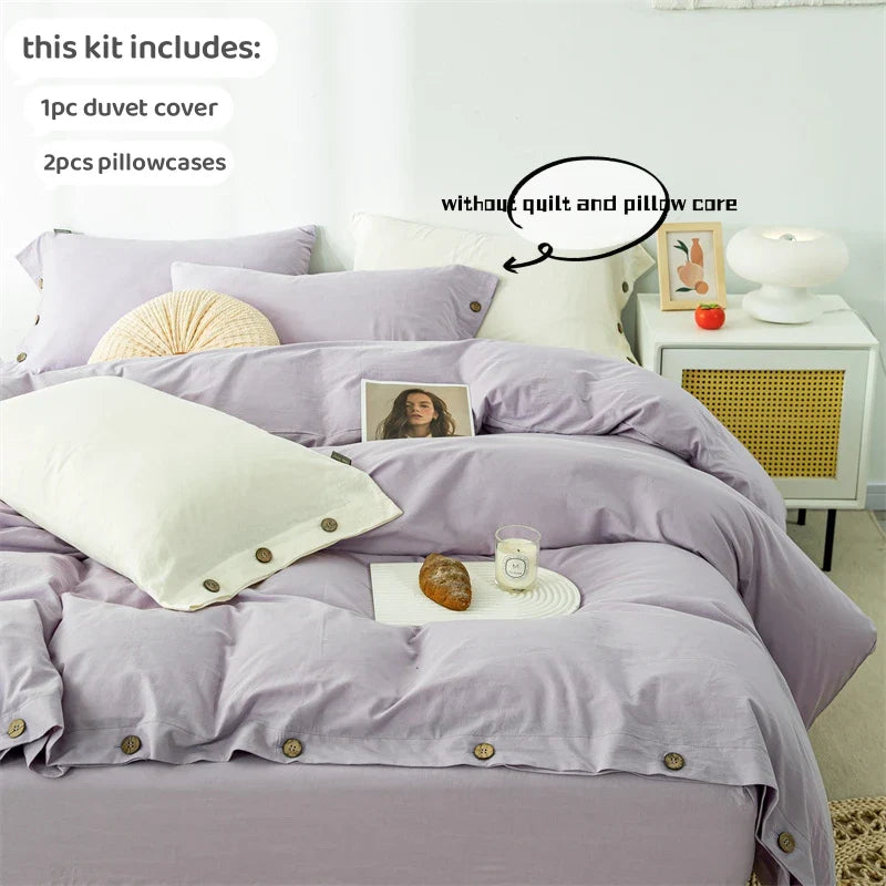 3pcs 100% cotton bedding set Double Duvet Cover Set 220x240 Solid Twist Cotton King Size Bedding Set Quilt Cover Set