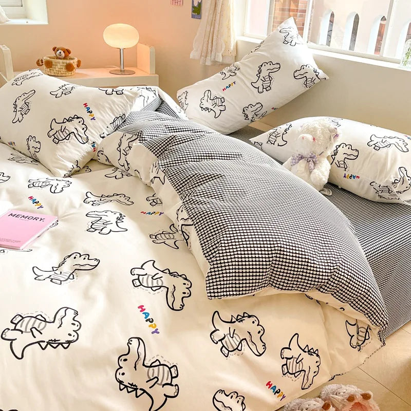 1Pcs 100% Cotton Printed Duvet Cover Cartoon Pattern Skin Friendly Breathable Comforter Cover Bedclothes