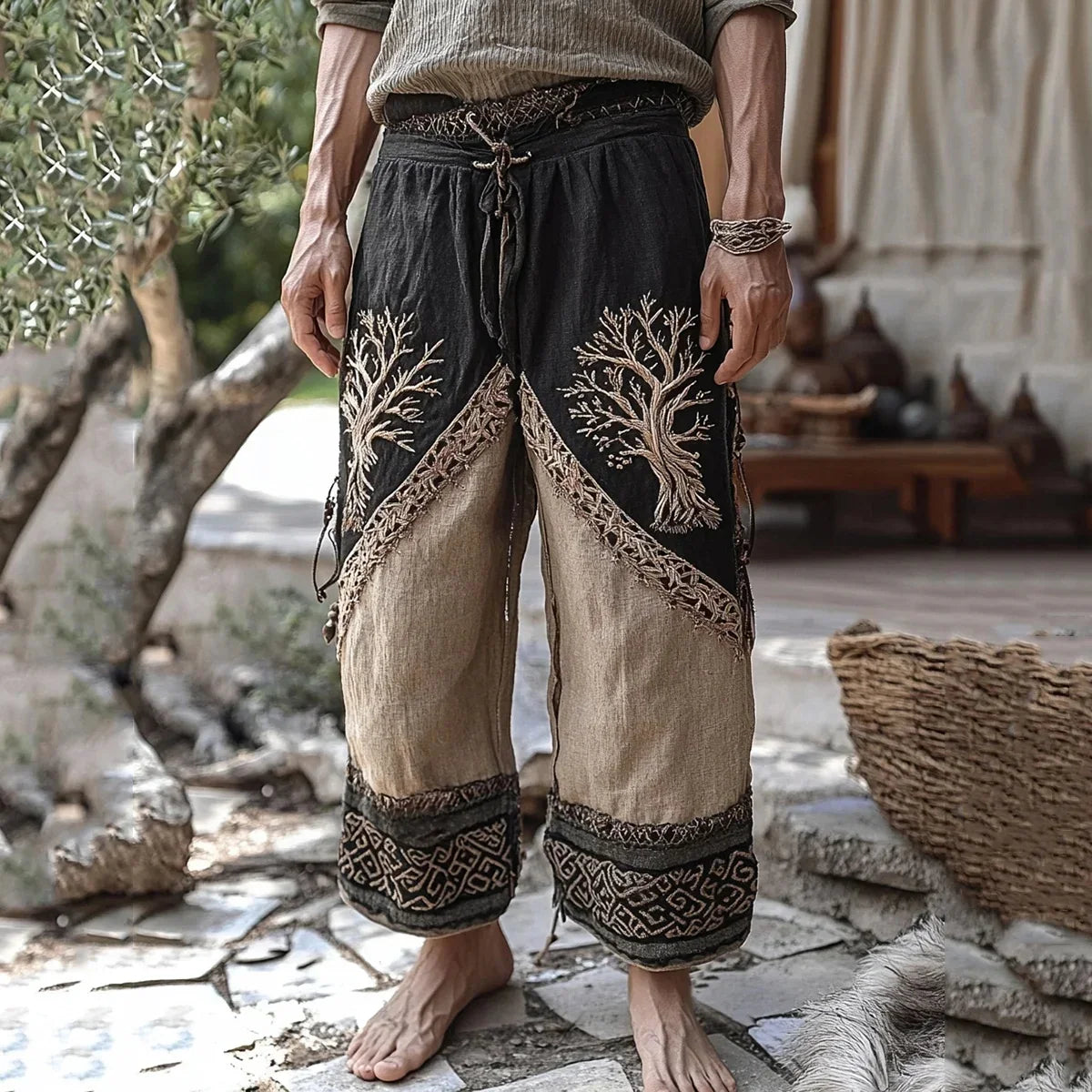 retro Viking Celtic art knot 3D printed casual pants drawstring straight leg pants beach pants