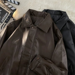 Loose Casual PU Leather Jacket Motorcycle Coat