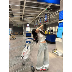 Blue Jeans Y2K Baggy Vintage High Waisted Jeans Straight Streetwear Casual Big Size Wide Leg Denim Pants