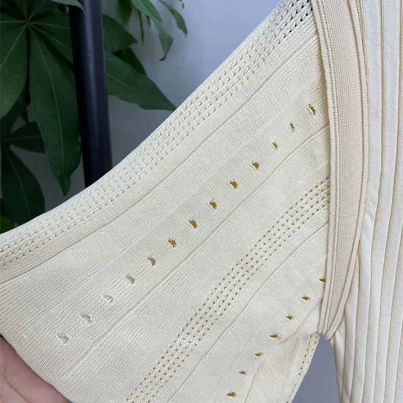 French Elegant Fragrance High-end Slimming Knitted Mermaid Dress Hollow Slimming Fish Tail Knit Dress