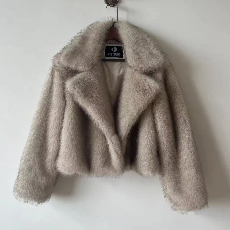 Luxury Brand Fur Coat Short Lazy Wind Fox Fur Jacket Cropped Fluffy Casaco De Pele Feminino