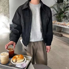 Retro Brown Brown Suede Bomber Jackets