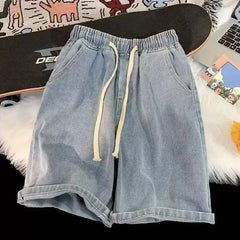 ShortsJeans Pants Stretch Dark Blue Design Jeans Slim Straight Male Short Jeans Hombre
