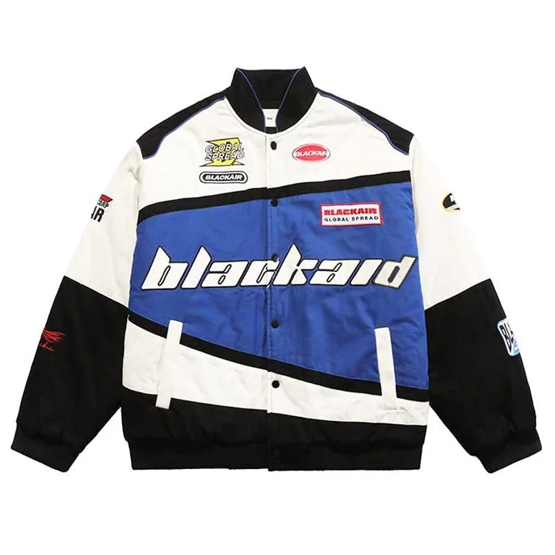 American Letter Flocking Baseball Uniform Jacket Y2K Retro Vintage Lovers Motorcycle