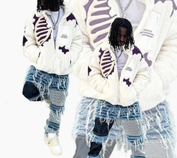 Street Retro Stand Up Collar Loose Oversize Lamb Wool Cotton Coats