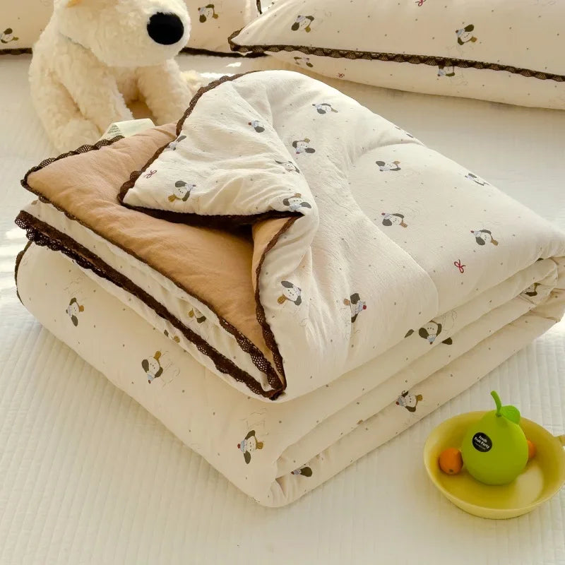 Sweet Printed Air-Condition Blanket Soft Skin-Friendly quilted quilt Breathable Cooling Comforter Queen King Beds