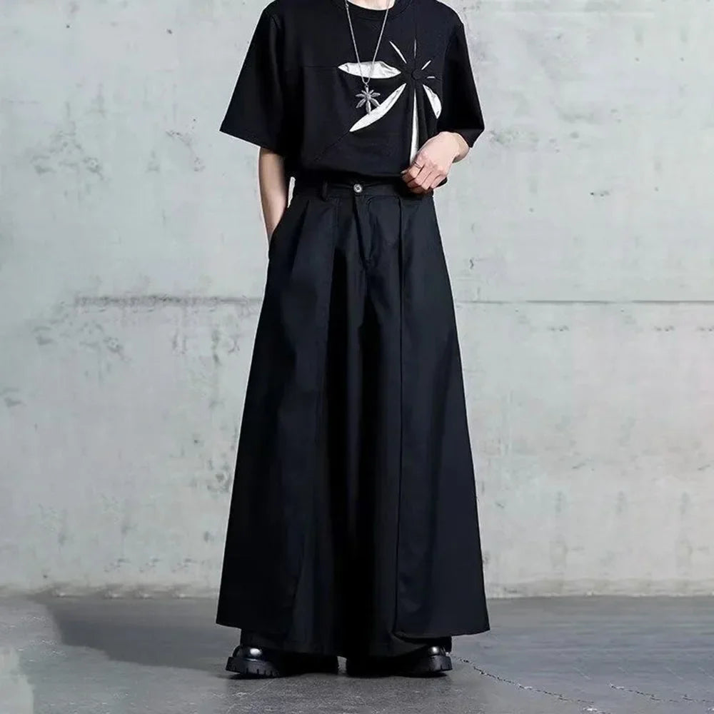 Gothic Y2K Single Layer Thick Japanese Culottes Dark Style Streetwear Draped Personality All Match Casual Pants Unisex