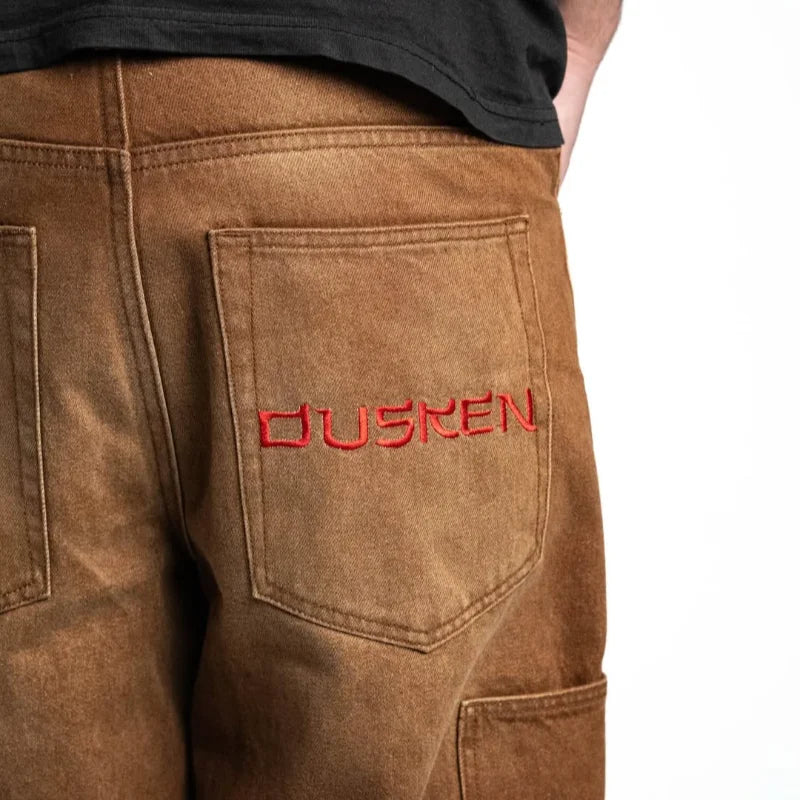 Brown Baggy Harajuku Wide Leg Jeans Dragon