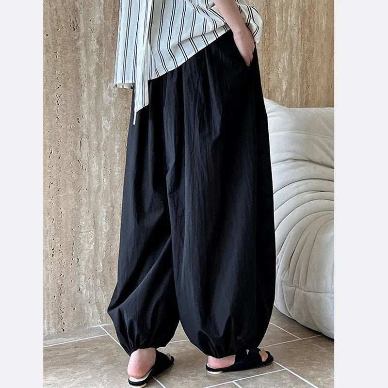 Oversized Bloomers Elegant Lantern Pants Casual Loose Breathable Cotton Wide Leg Pants