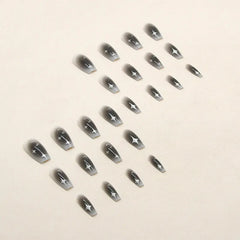 24 PCs Long French Minimalist Moon Nails with 1 Jelly