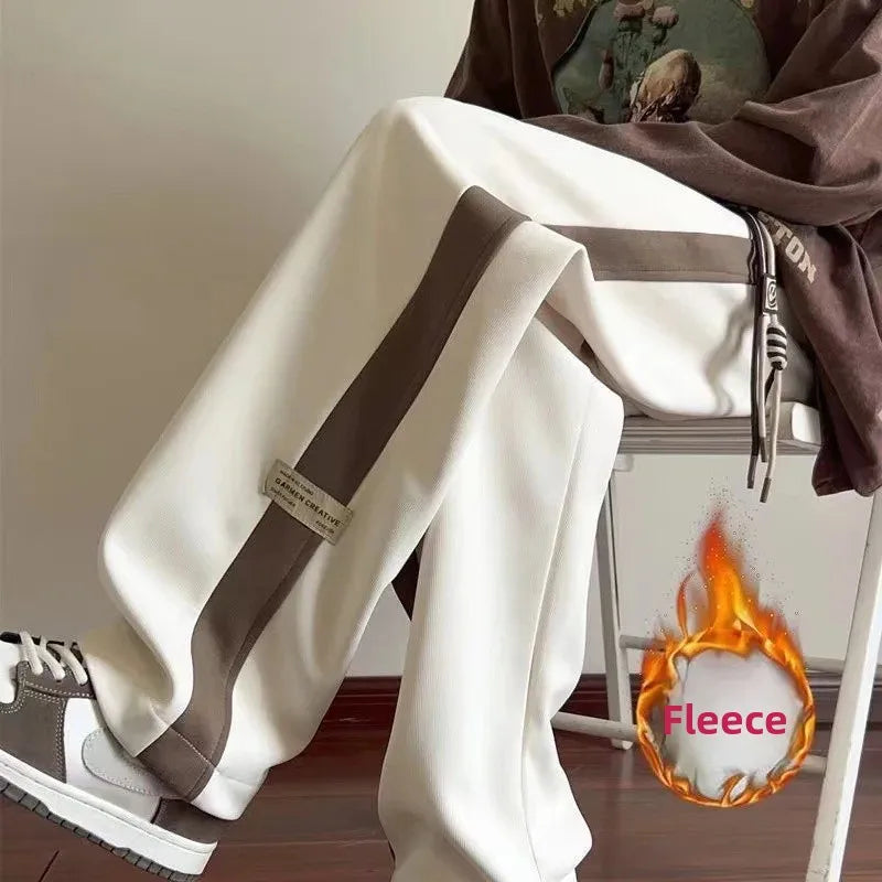 Thickened Fleece Casual Sports Harlan Pants Loose Fit Straight Leg Sweatpants
