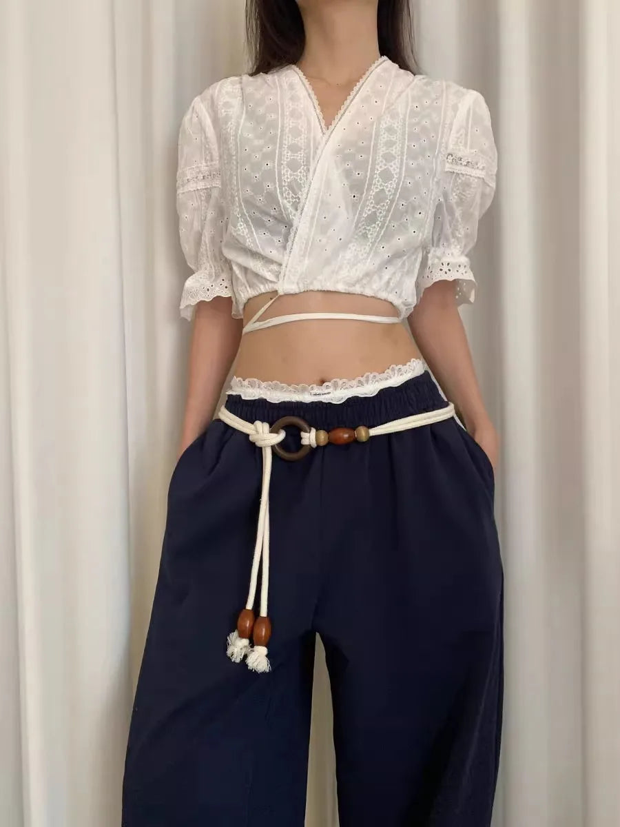 Bohemian Folk Style Braided Waist Rope Nvchan Ring Bead Design With Skirt Pants Decorative Belt