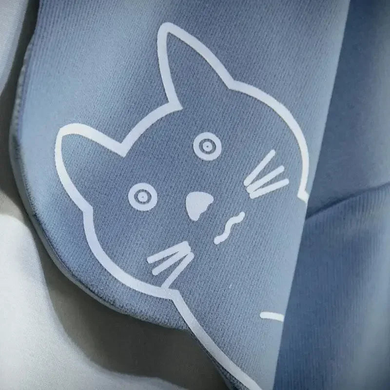 Japanese Style Hoodie Hooded Cute Cat Print Patchwork Teen Hoodies Anime Harajuku Male Sweatshirt