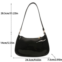Vintage Patent Leather Shoulder Bag Handbags Casual Designer Hobos Underarm Bag