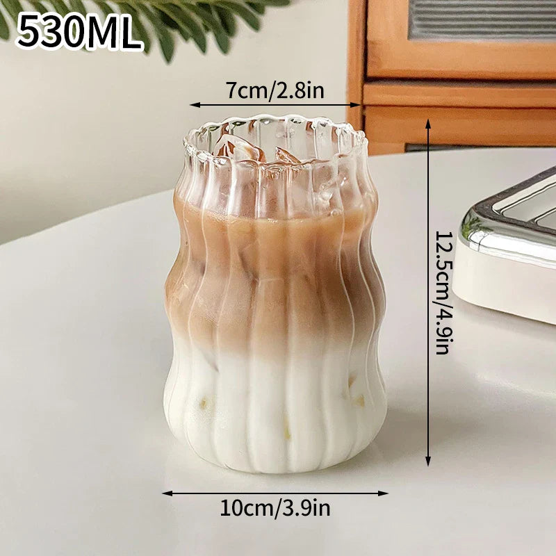 Glass Drinkware Cold Coffee Cups Latte Coffee Glass Iced Juice Milk Water Bottle