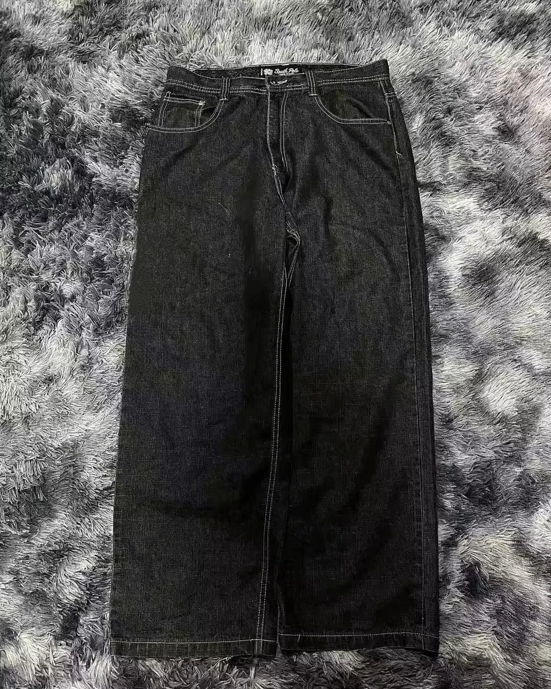 American Y2K Street Trend Letter Embroidered Loose Jeans Harajuku Hip Hop Oversized Wide-leg Pants Unisex Mopping Jeans