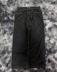 American Y2K Street Trend Letter Embroidered Loose Jeans Harajuku Hip Hop Oversized Wide-leg Pants Unisex Mopping Jeans