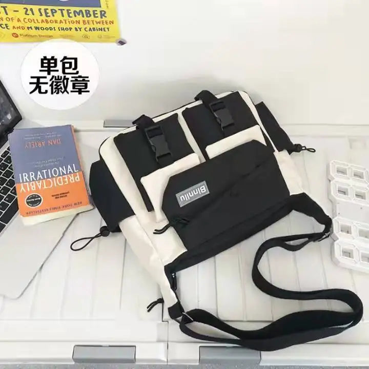 Japanese Simple Messenger Bag Student Nylon Waterproof Canvas Handbag Shoulder Crossbody Bags