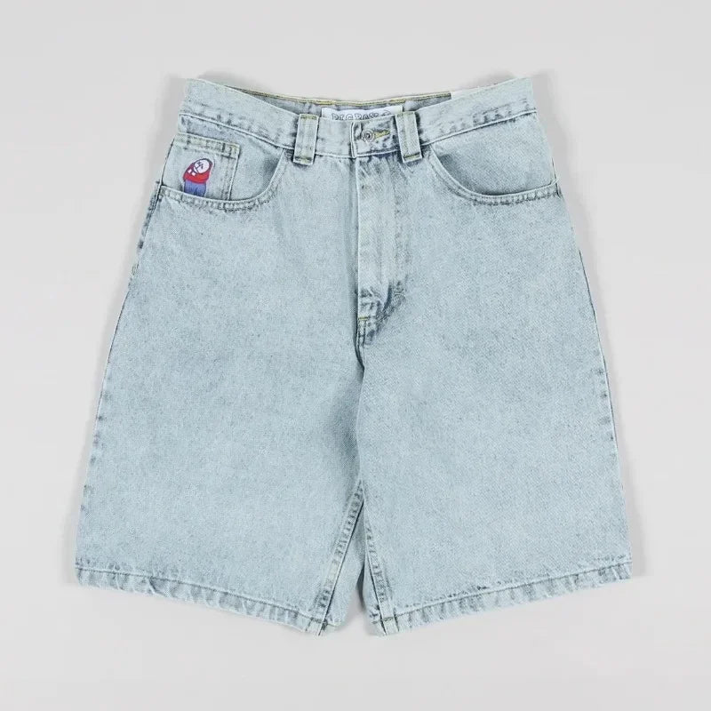 Big Boy Baggy Shorts Harajuku Hip Hop Cartoon Graphic Embroider Retro Denim Shorts Y2k Gym Basketball Shorts Clothing