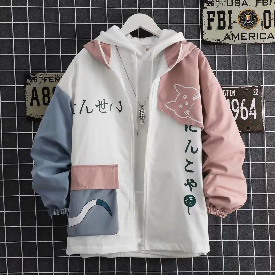 Korean Blackpink Long Sleeve Harajuku Zip Up Hooded Sweatshirts Top Kawaii Clothing Streetwear