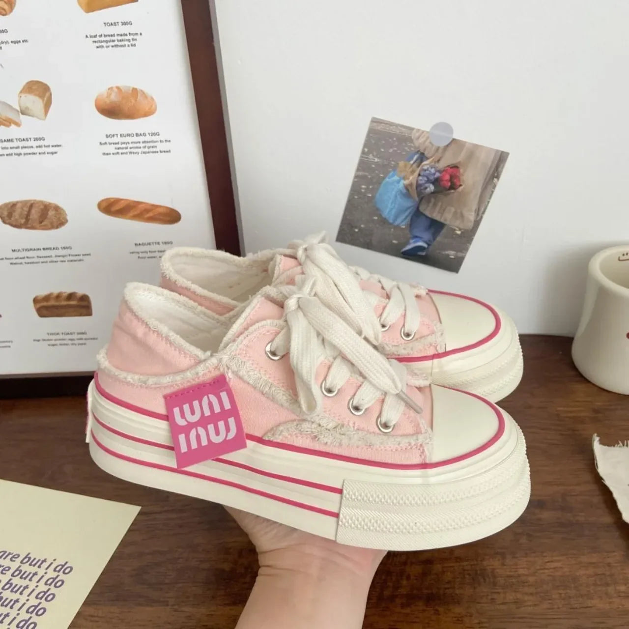 Casual Height Increasing Platform Canvas Shoes Outer White Sneakers Slipper Slip on Sandals Vulcanize Shoes