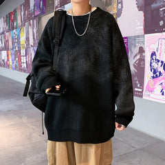 Sweater Round neck cashew flower knitted sweater gradient color loose Year's sweater clothing