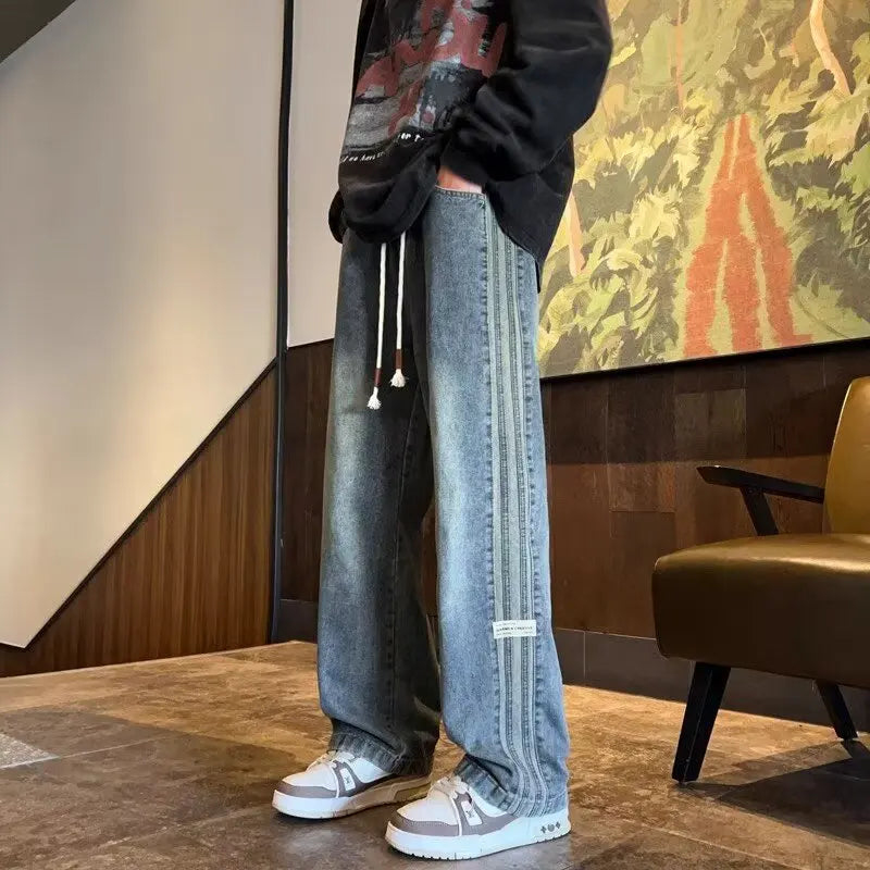 Three bar American retro jeans spring